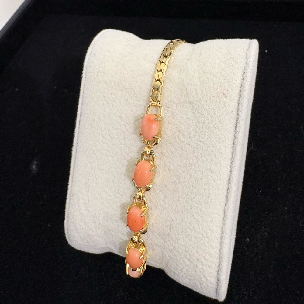 Gold Tone and False Coral Bracelet Costume